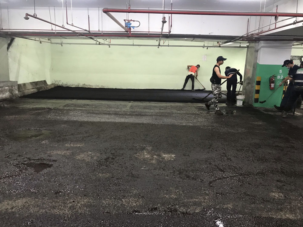 台北市政府地下室停車場柏油鋪設